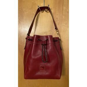 Dooney & Bourke Hattie Florentine Leather Red Drawstring Bucket Bag Hobo $518